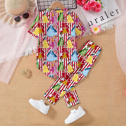 Holiday Princesses [red stripe] Kids' Casual Top and Pants Set