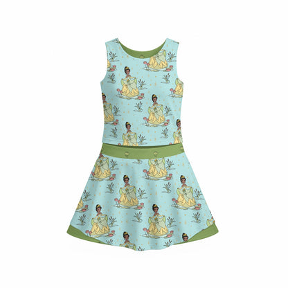 Tia [aqua] Girl's Sleeveless Sports Tank & Skort Set
