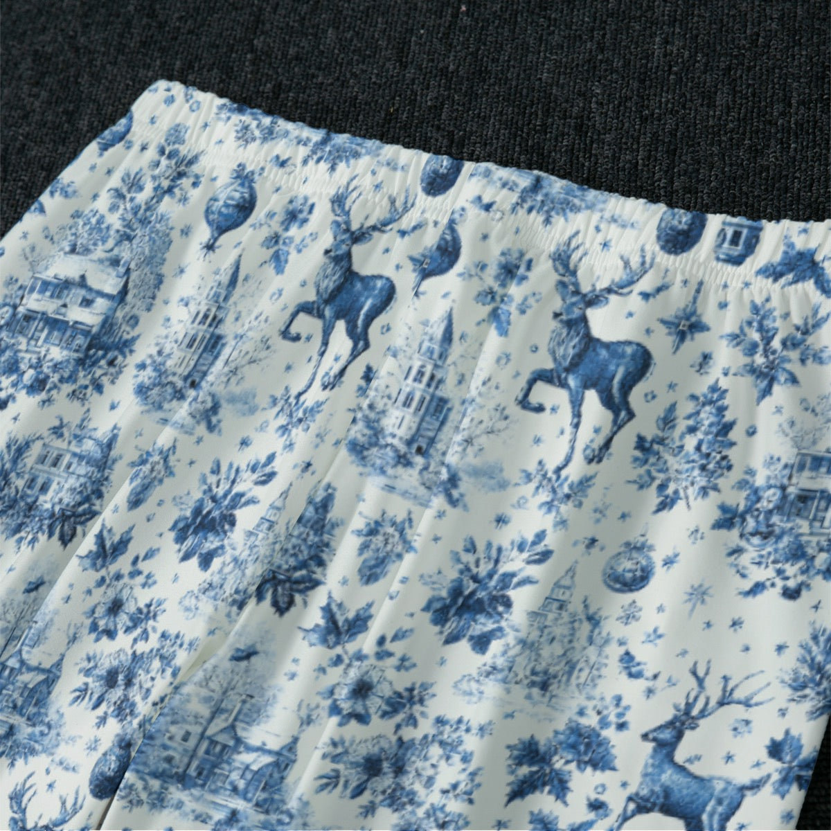 Blue Christmas Toile Women's Raglan Sleeve Pajamas