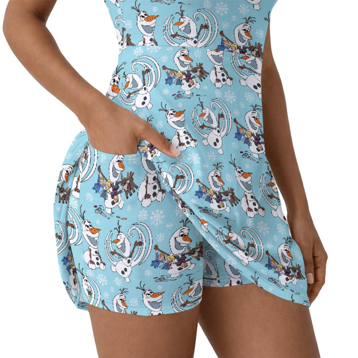 Snowman Making Friends Women’s Athletic Dress With Built‑In Shorts