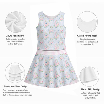 Rose Women's Sports Tank & Skort Set