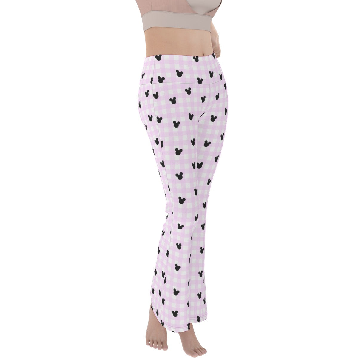 Pink Gingham Women's Flare Yoga Pants