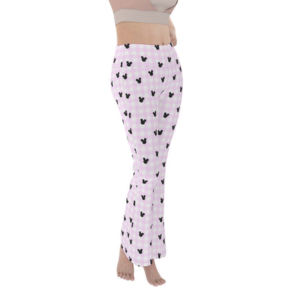 Pink Gingham Women's Flare Yoga Pants