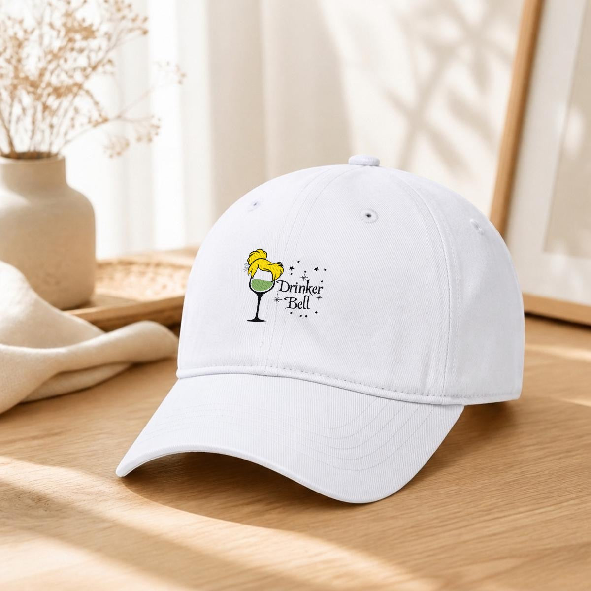 Drinker Bell Embroidered Soft-Crown Flat Cap