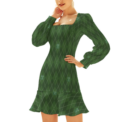 Masters Plaid Women's Ruffle Hem Skinny Dress
