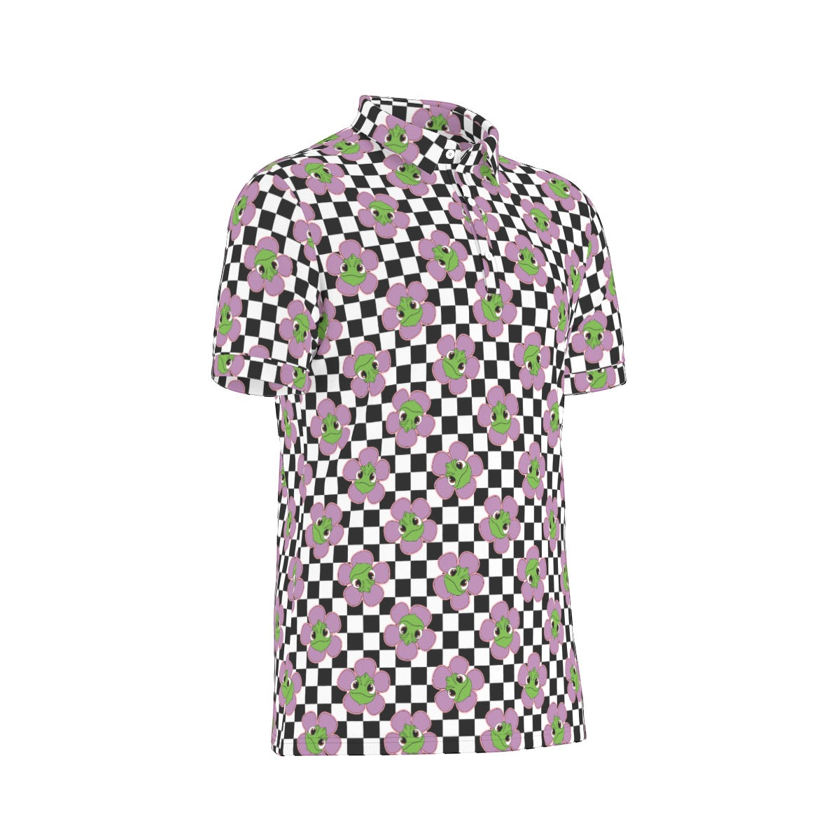Flower Chameleon Men's Stretch Collar Polo Shirt