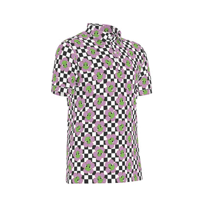 Flower Chameleon Men's Stretch Collar Polo Shirt