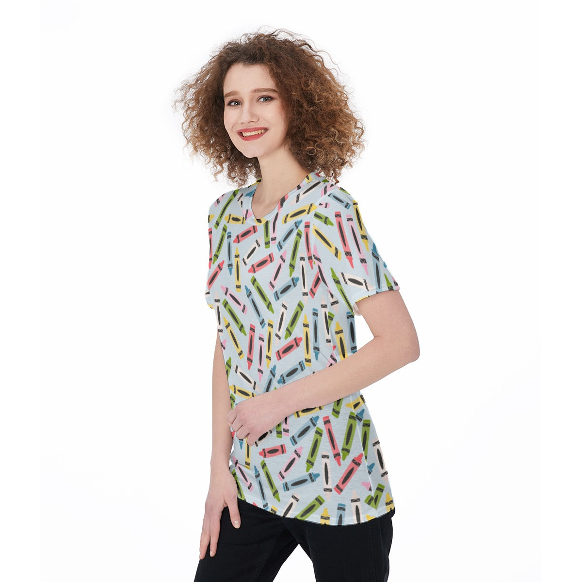 Crayons Women's O-Neck T-Shirt|180 GSM Jersey