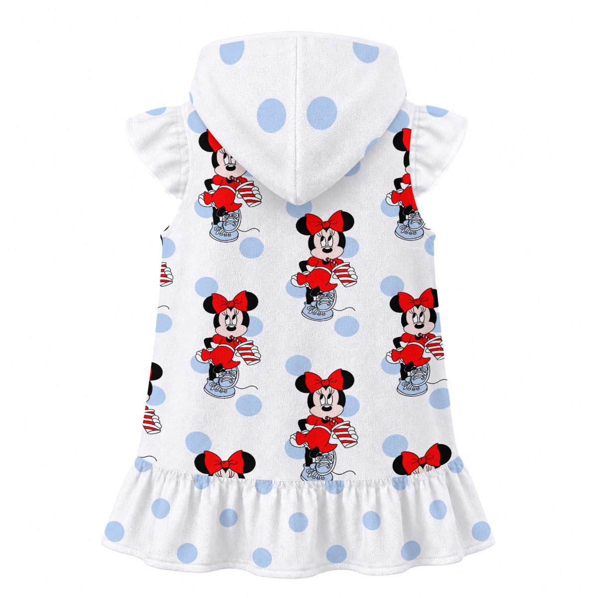 Blue Dot Minnie Girls' Hooded Beach Cover-Up