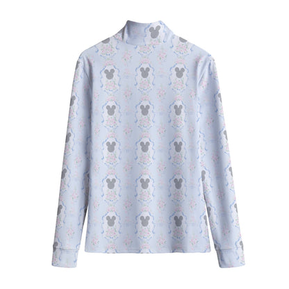 Blue Grandmillenial Women's Stand-up Collar T-shirt