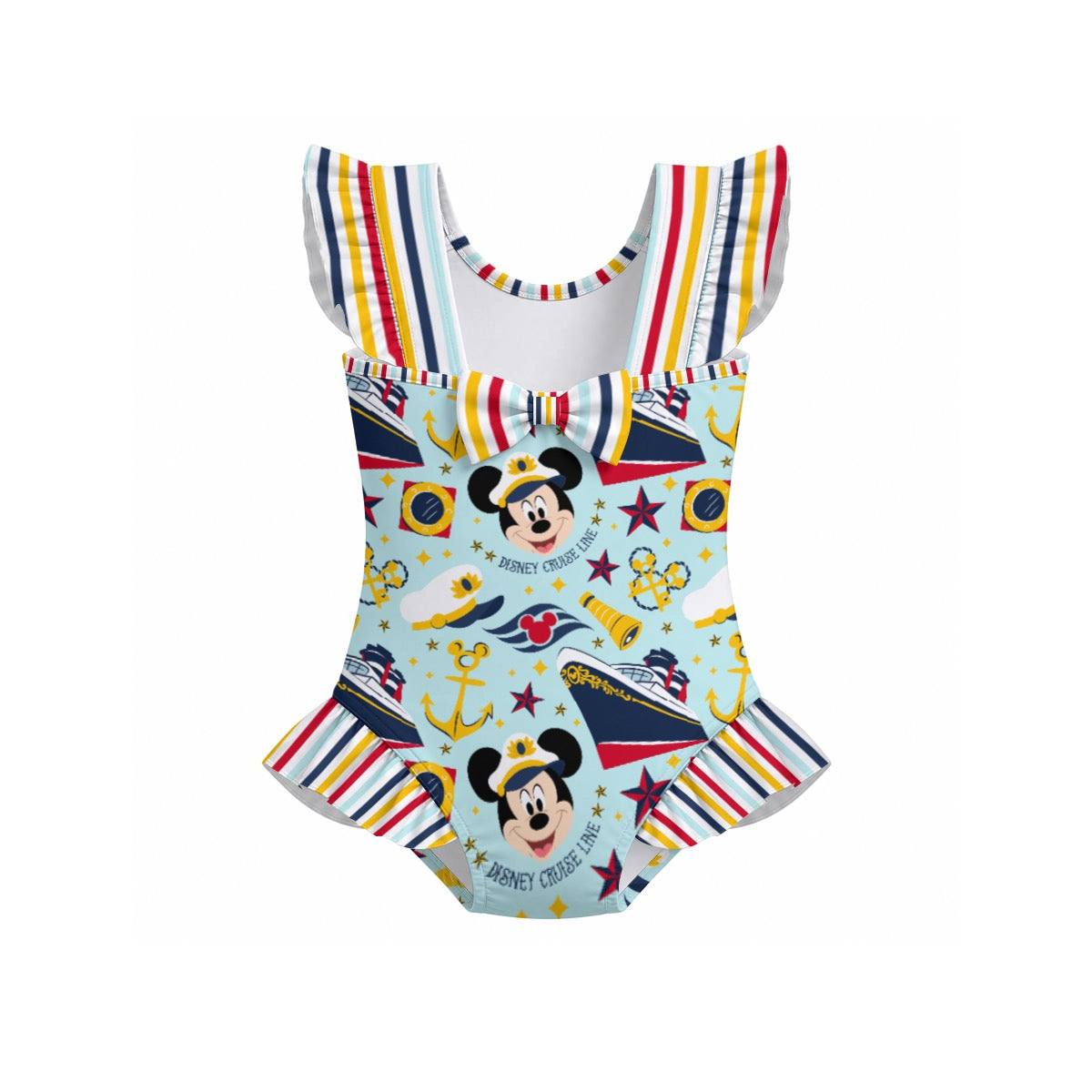 DCL Girls' Ruffle Sleeve Swimsuit With Bow