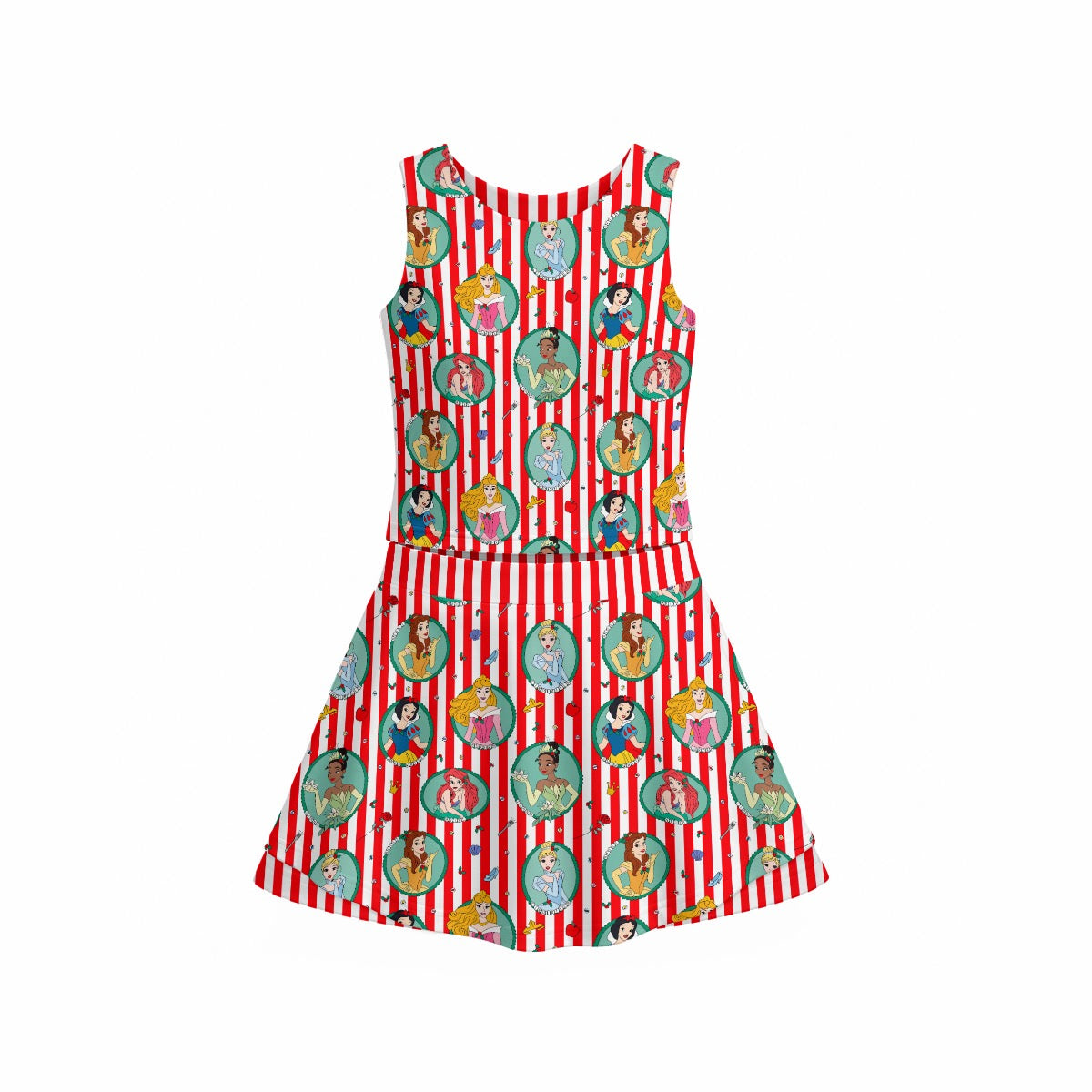 Christmas Princess Stripe Girl's Sports Tank & Skort Set
