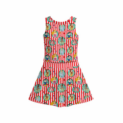 Christmas Princess Stripe Girl's Sports Tank & Skort Set