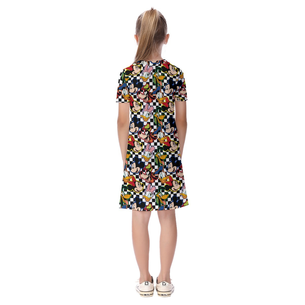 Checkered Friends Kid's Short Sleeve Dress