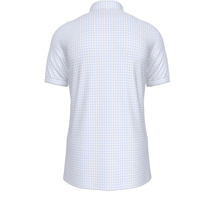 Blue Herringbone Bama Men's Stretch Collar Polo Shirt