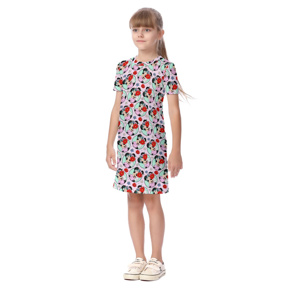 Floral Minnie Circles Kid's Short Sleeve Dress