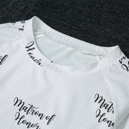Matron of Honor Striped Women's Raglan Sleeve Pajamas