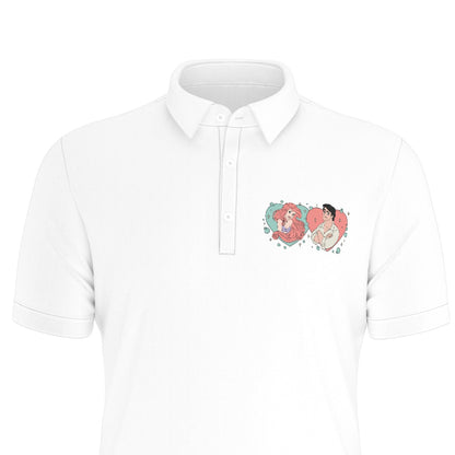 A Mermaid & Her Prince Men's Stretch Collar Polo Shirt