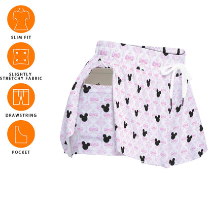 Pink Bow Women's Sport Skorts With Pocket