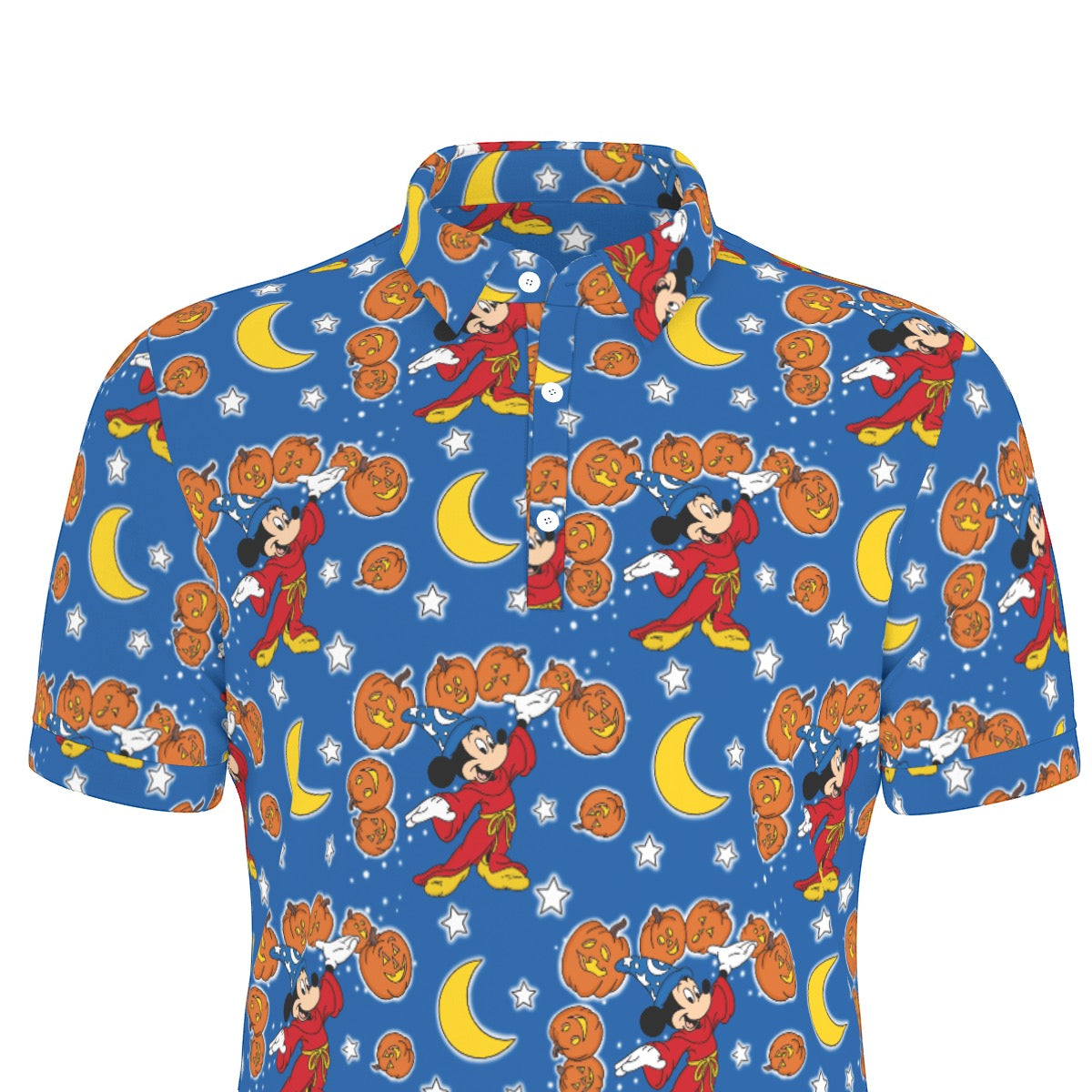 Pumpkin Sorcerer Men's Stretch Collar Polo Shirt