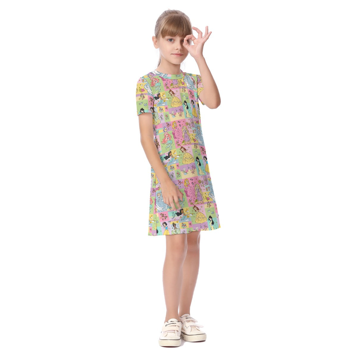 Princess Patchwork Kid's Short Sleeve Dress