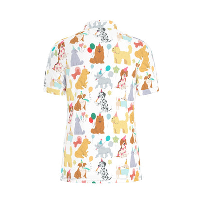 Birthday Pups Men's Stretch Collar Polo Shirt