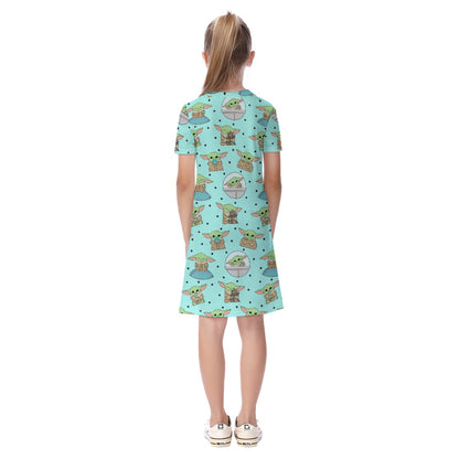 Aqua Foundling Kid's Short Sleeve Dress