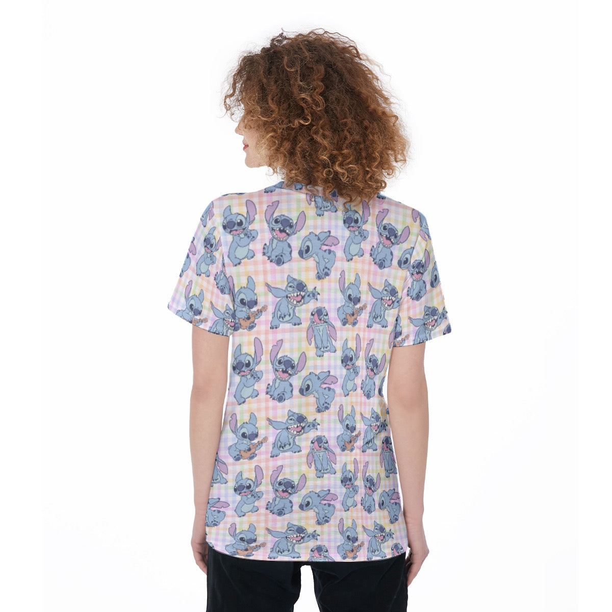 Pastel Gingham Alien Women's O-Neck T-Shirt|180 GSM Jersey