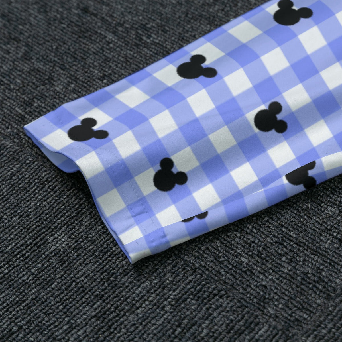 Bright Blue Gingham Men's Raglan Sleeve Pajamas With Wide Ankles