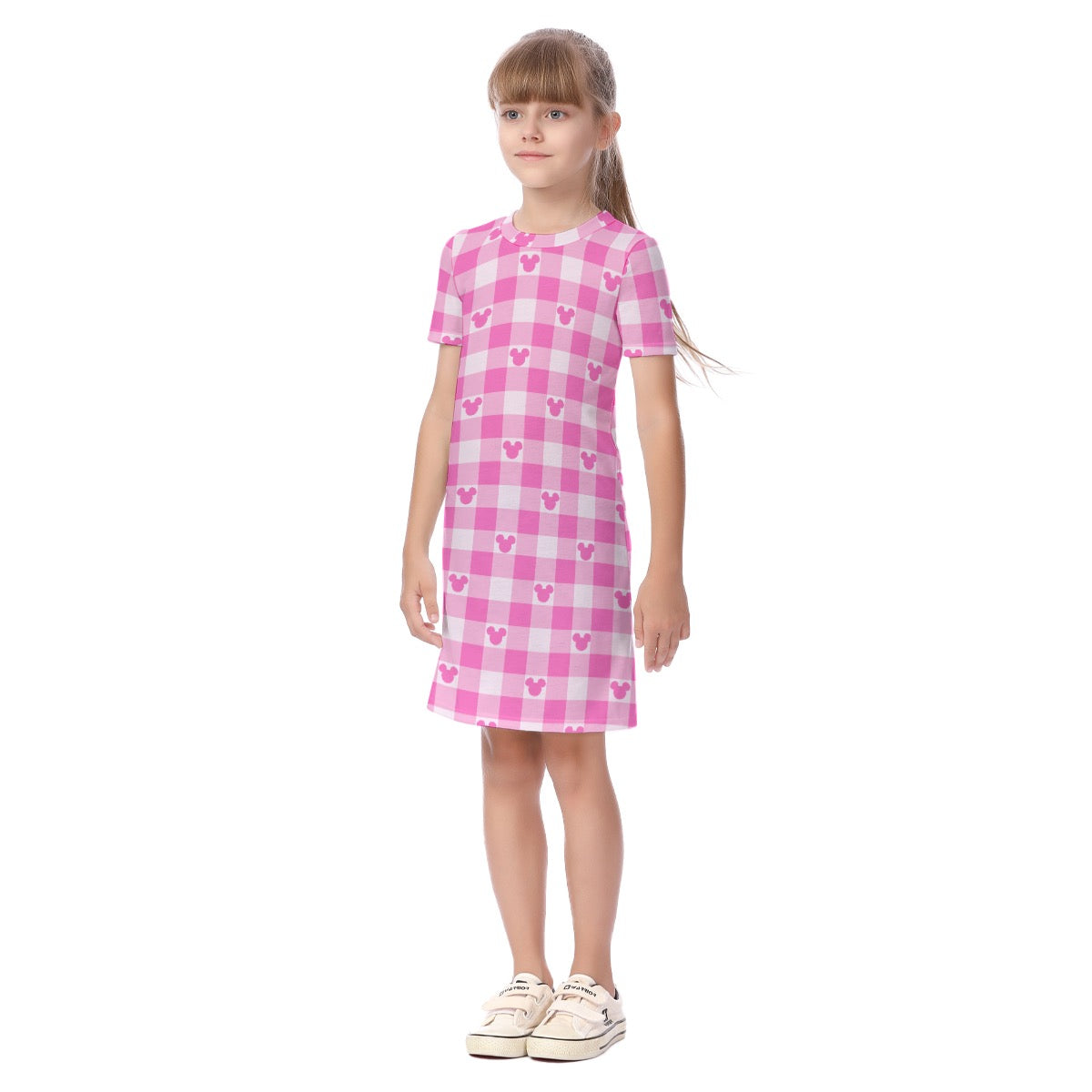 All Pink Gingham MM Kid's Short Sleeve Dress