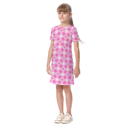All Pink Gingham MM Kid's Short Sleeve Dress