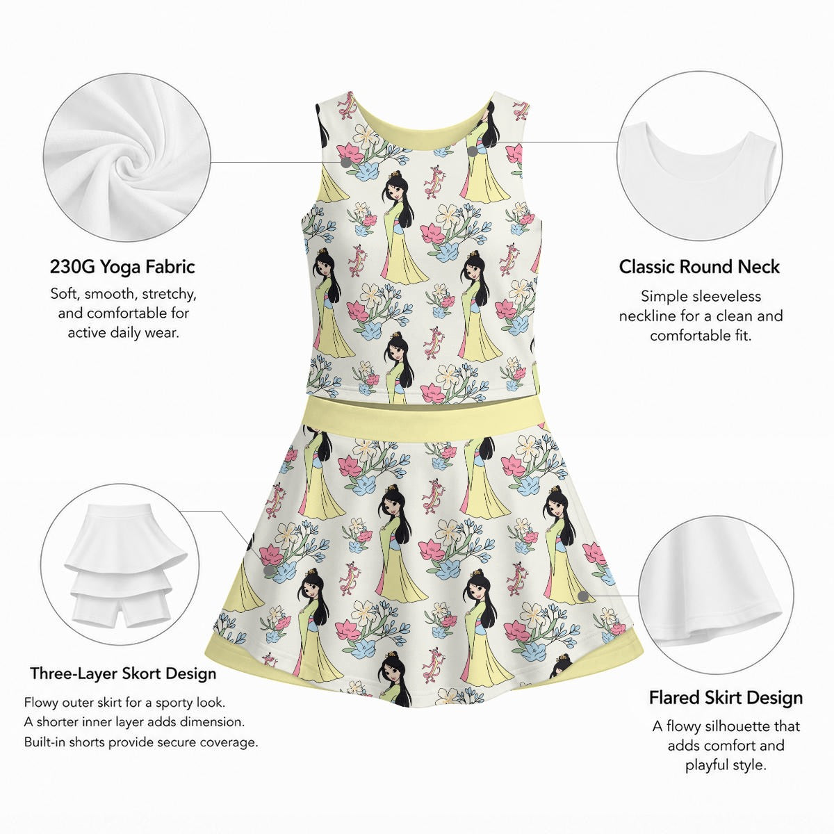 The Honorable Princess Girl's Sports Tank & Skort Set