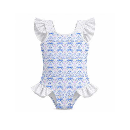 Charlotte Girls' Ruffle Sleeve Swimsuit with Bow