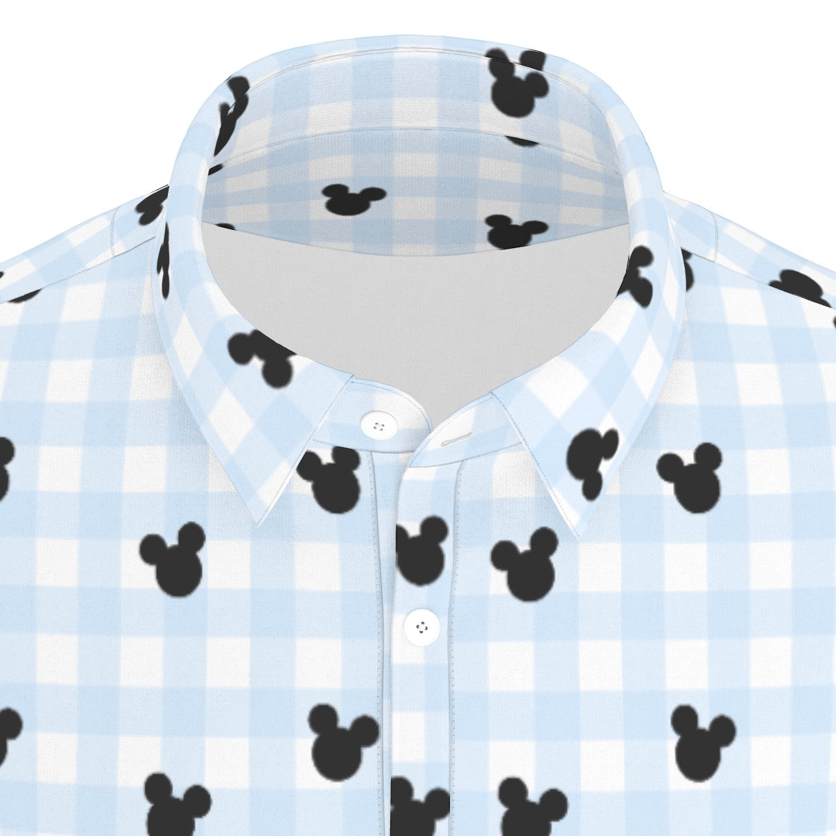 Blue Gingham Men's Stretch Collar Polo Shirt