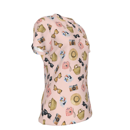 Vacay [pink] Women's Round Neck Athletic T-Shirt|210GSM