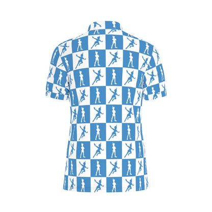 Blue Check Peter Men's Stretch Collar Polo Shirt