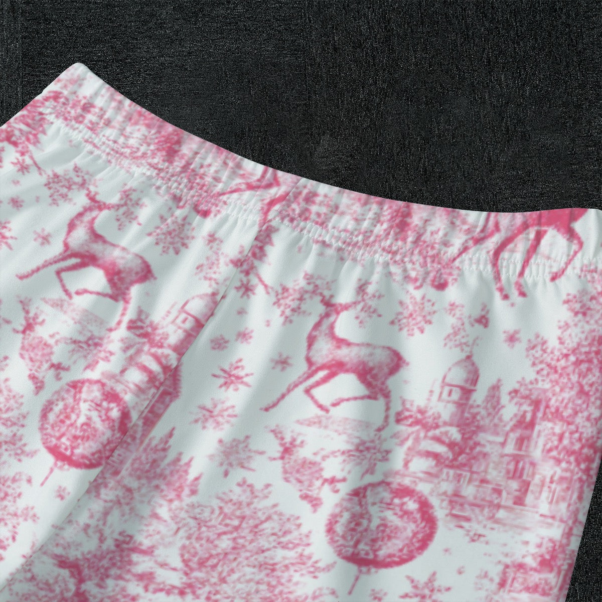 Hot Pink Christmas Toile Kid's Raglan Sleeve Pajamas