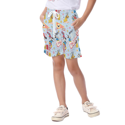 Blue Retro MM Carnival Kid's Beach Shorts