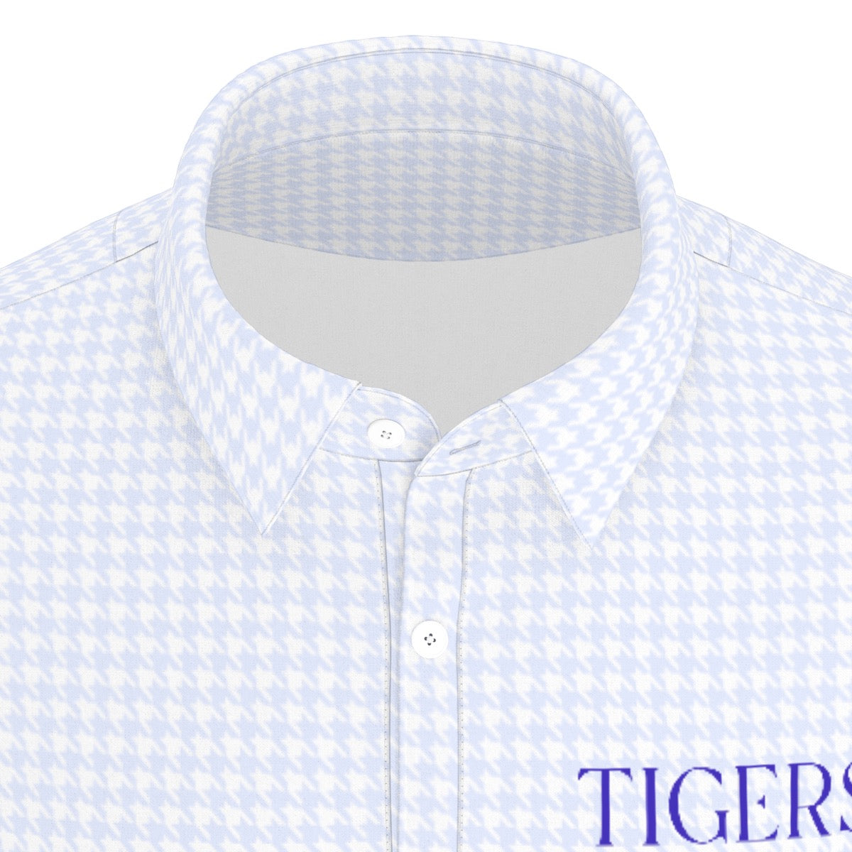 Blue Herringbone Tigers Men's Stretch Collar Polo Shirt