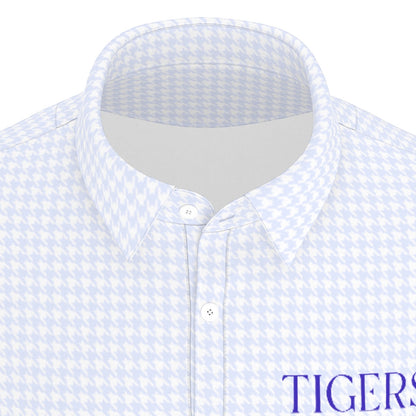 Blue Herringbone Tigers Men's Stretch Collar Polo Shirt