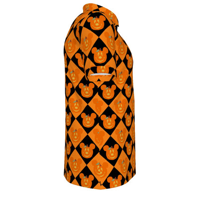 MM Pumpkin Argyle Men's Stretch Collar Polo Shirt