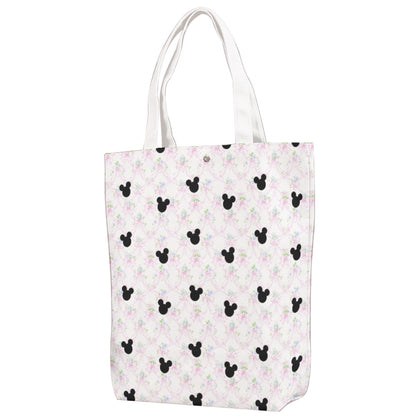 Pink Bow Floral Canvas Bag With Shoulder Strap
