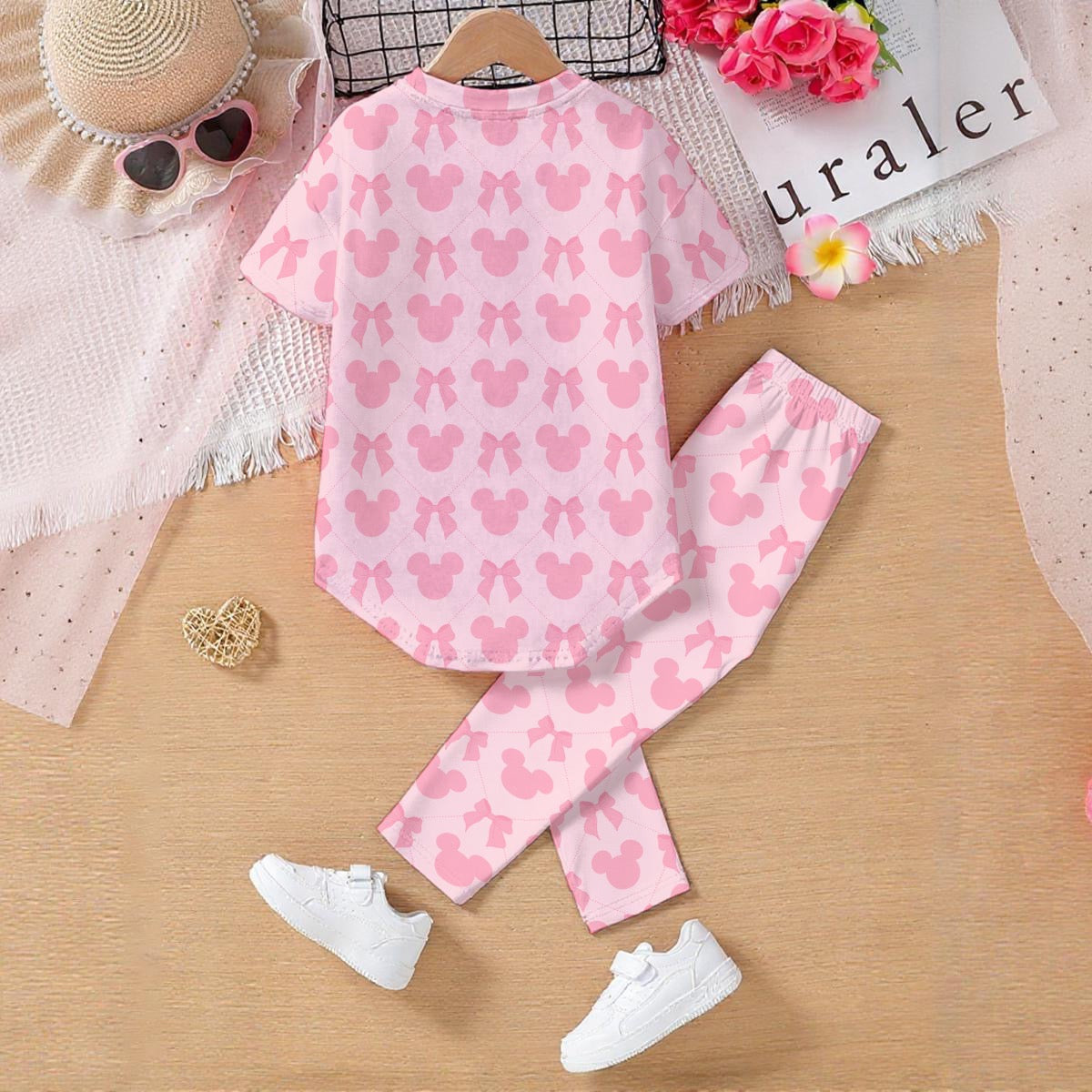 Pink Bows & MM Kids' Casual Top and Pants Set