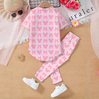 Pink Bows & MM Kids' Casual Top and Pants Set