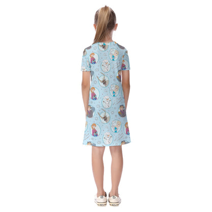 Blue Sisters & Friends Kid's Short Sleeve Dress