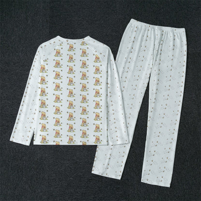 Winnie & Bee Men's Raglan Sleeve Pajamas With Wide Ankles
