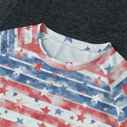 Stars & Stripes Men's Raglan Sleeve Pajamas With Wide Ankles