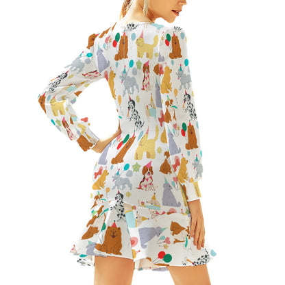 Birthday Pups Women's Ruffle Hem Dress