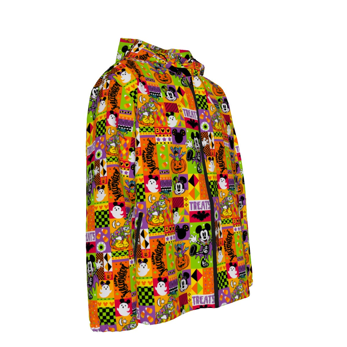 Trick or Treat Friends Men's Hooded Zipper Jacket