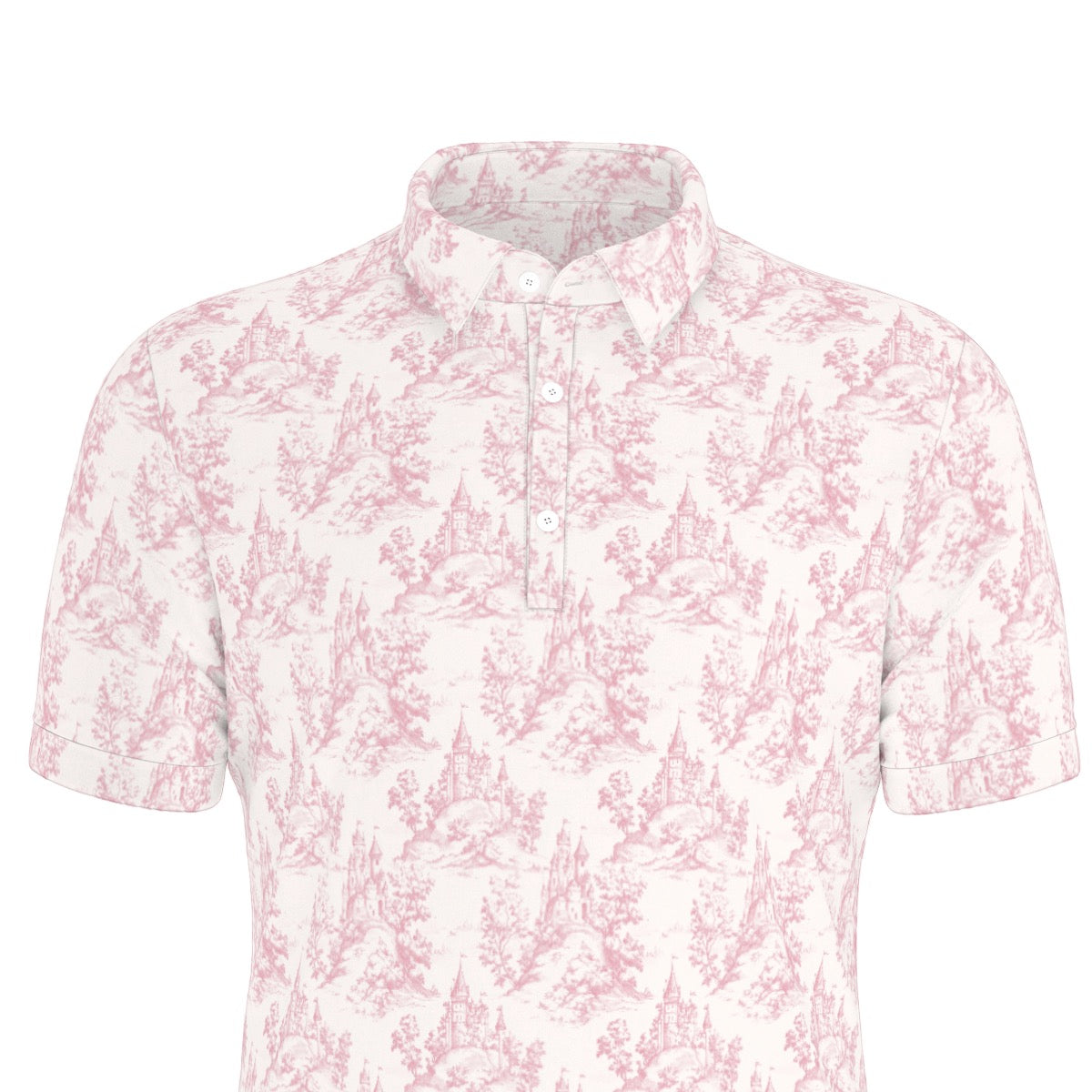 Castle Toile Men's Stretch Collar Polo Shirt